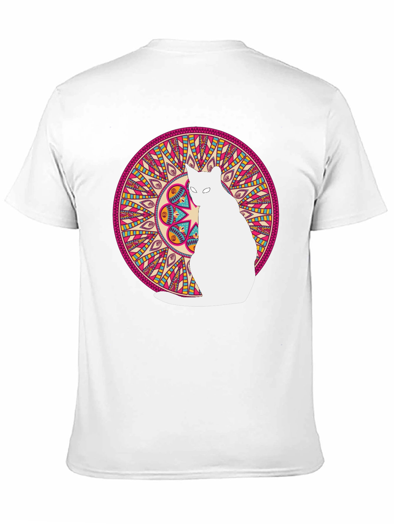 Mandala Cat Graphic Tee - Stylish Black T-Shirt