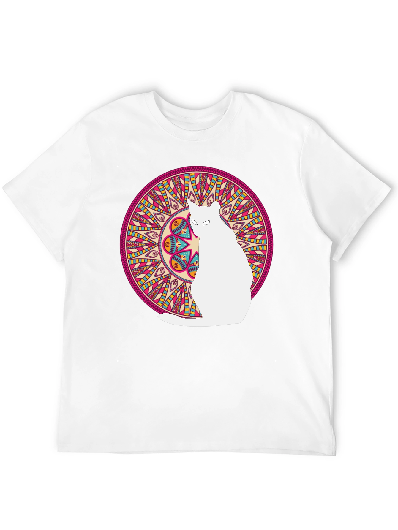 Mandala Cat Graphic Tee - Stylish Black T-Shirt