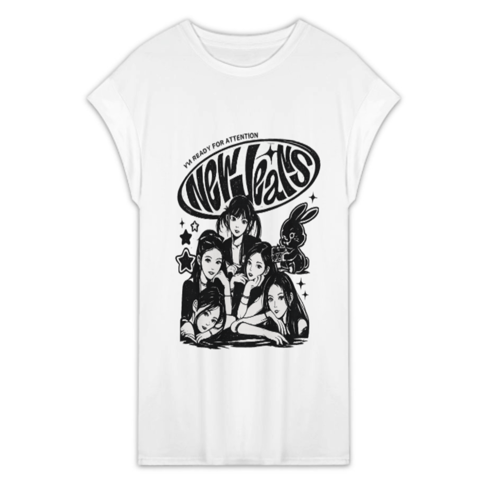 NewJeans Inspired Graphic T-Shirt for Women – Y2K Kpop Style Casual Oversized Tee(z154)