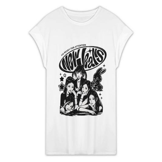 NewJeans Inspired Graphic T-Shirt for Women – Y2K Kpop Style Casual Oversized Tee(z154)