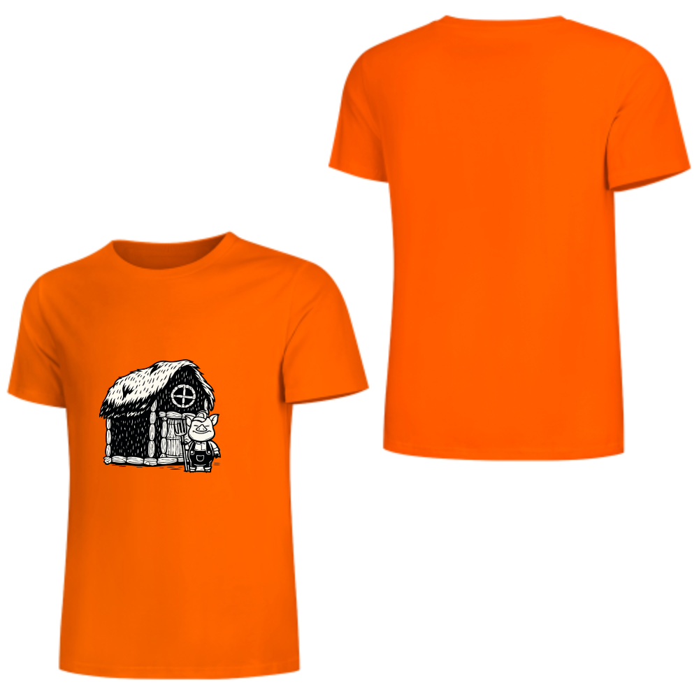 Funny Little Pig House T-Shirt | Cartoon Farm Graphic Tee(z127)