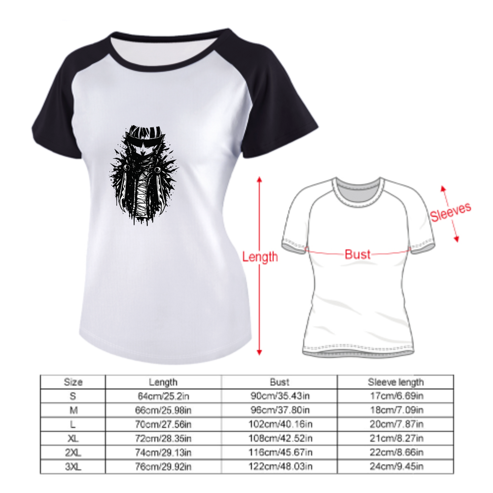 Dark Ninja Anime Graphic Women's Raglan T-Shirt | Cyberpunk Streetwear Cotton Tee(z103)