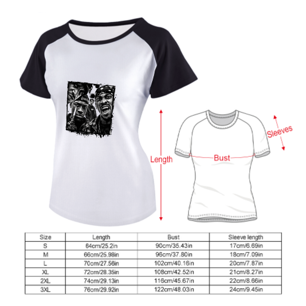 Vintage Hip Hop Graphic Women's Raglan T-Shirt | Urban Streetwear Cotton Tee(z106)