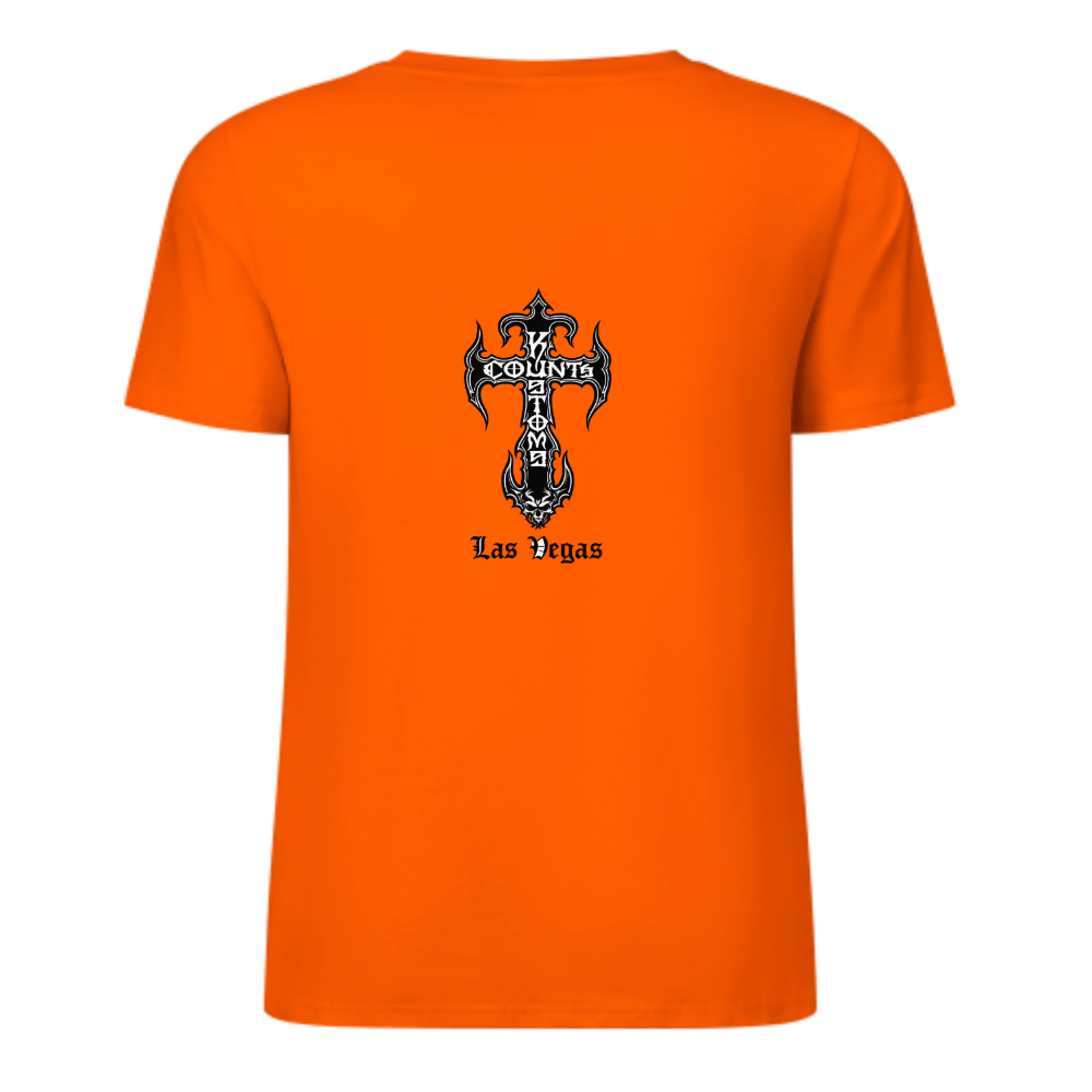 Counts Kustoms Las Vegas Gothic Cross Graphic Tee – Vintage Biker Style Shirt(z140)