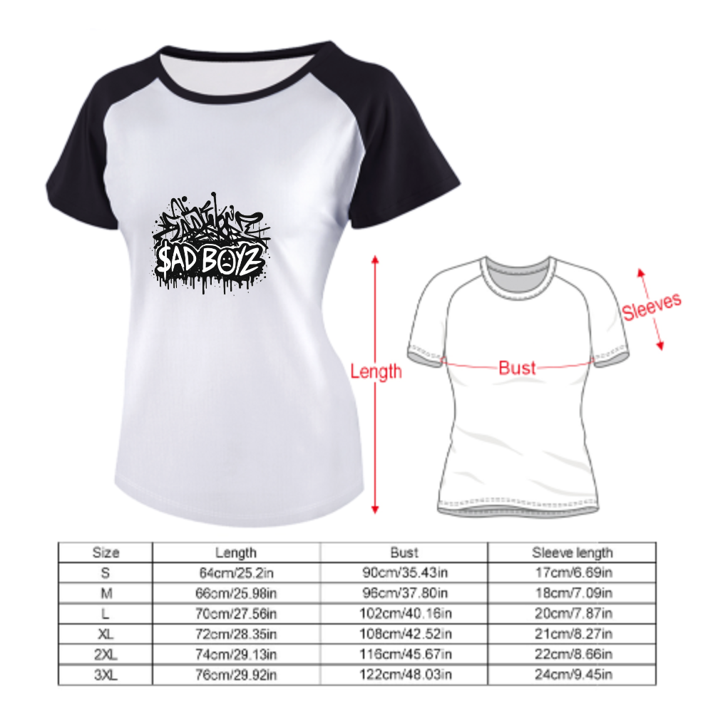 Sad Boyz Graffiti Women's Short Sleeve T-Shirt | 100% Cotton Streetwear Graphic Tee(z101)