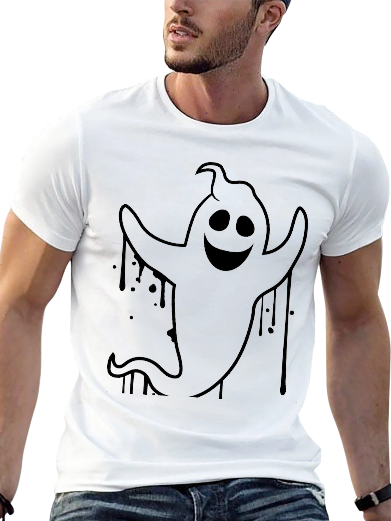 Spooky Ghost Graphic Tee - Halloween Style