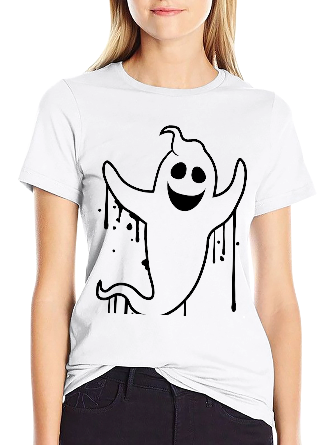 Spooky Ghost Graphic Tee - Halloween Style