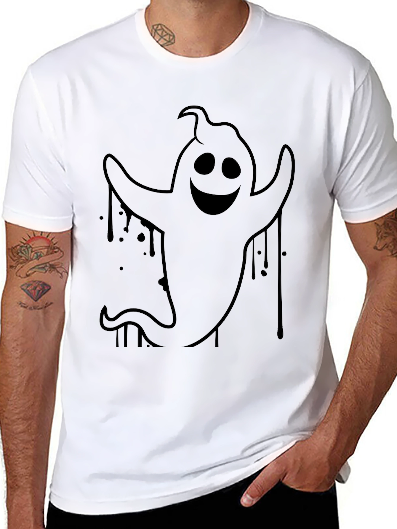 Spooky Ghost Graphic Tee - Halloween Style