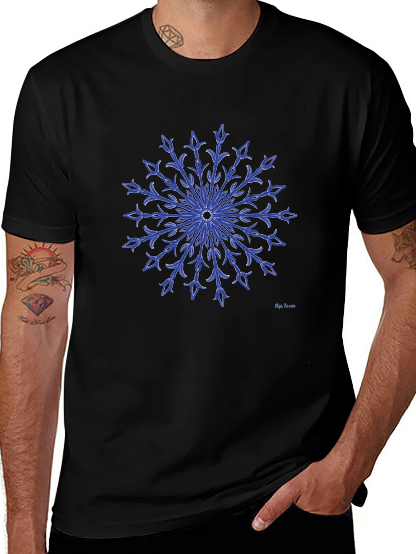 Blue Floral Medallion Graphic T-Shirt