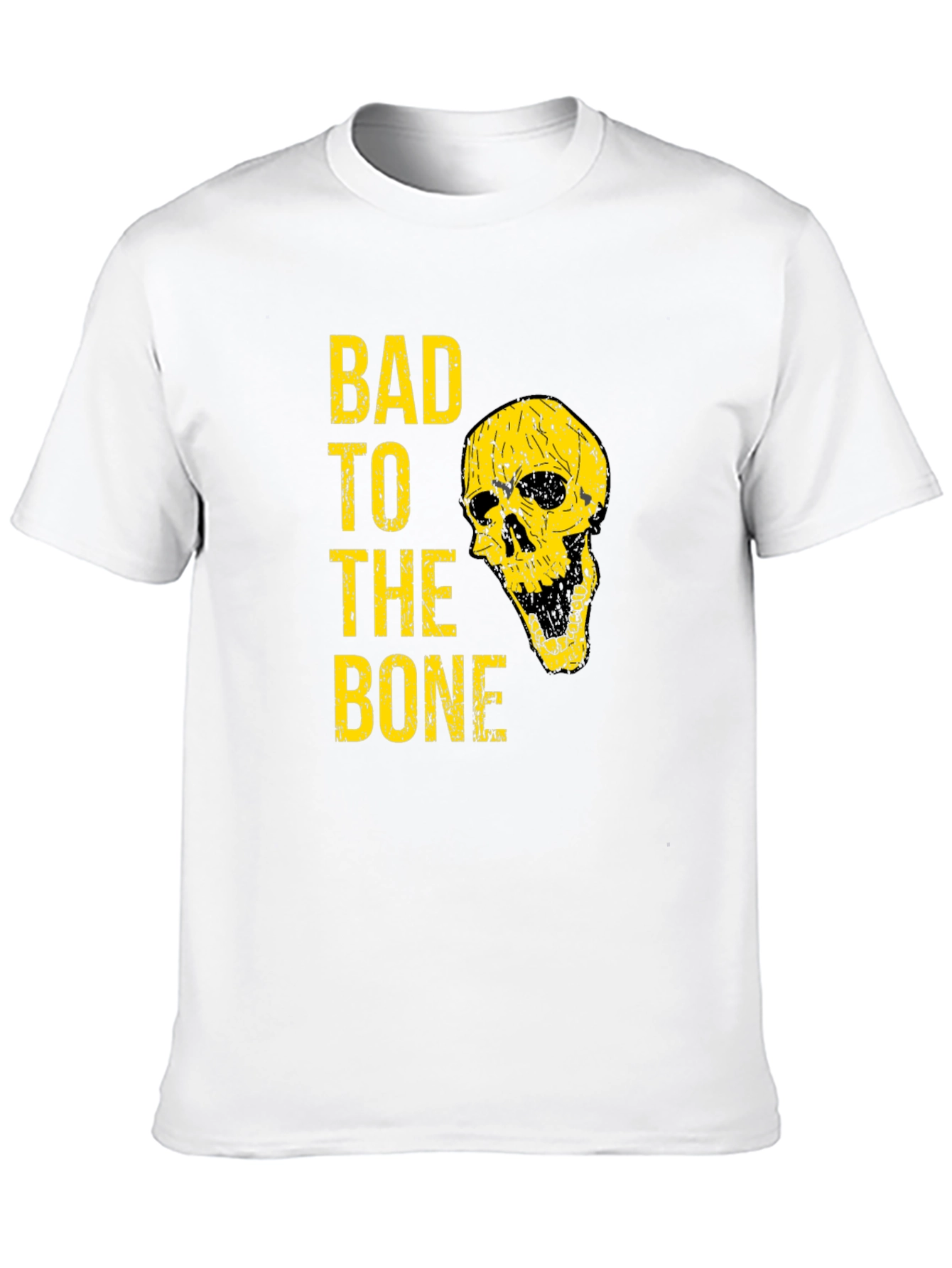 Bad to the Bone T-Shirt - Yellow Skull Design