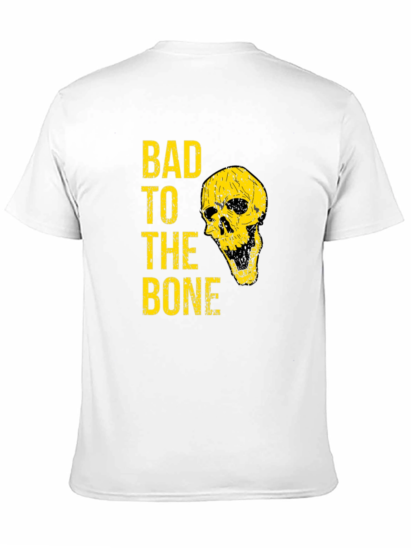 Bad to the Bone T-Shirt - Yellow Skull Design