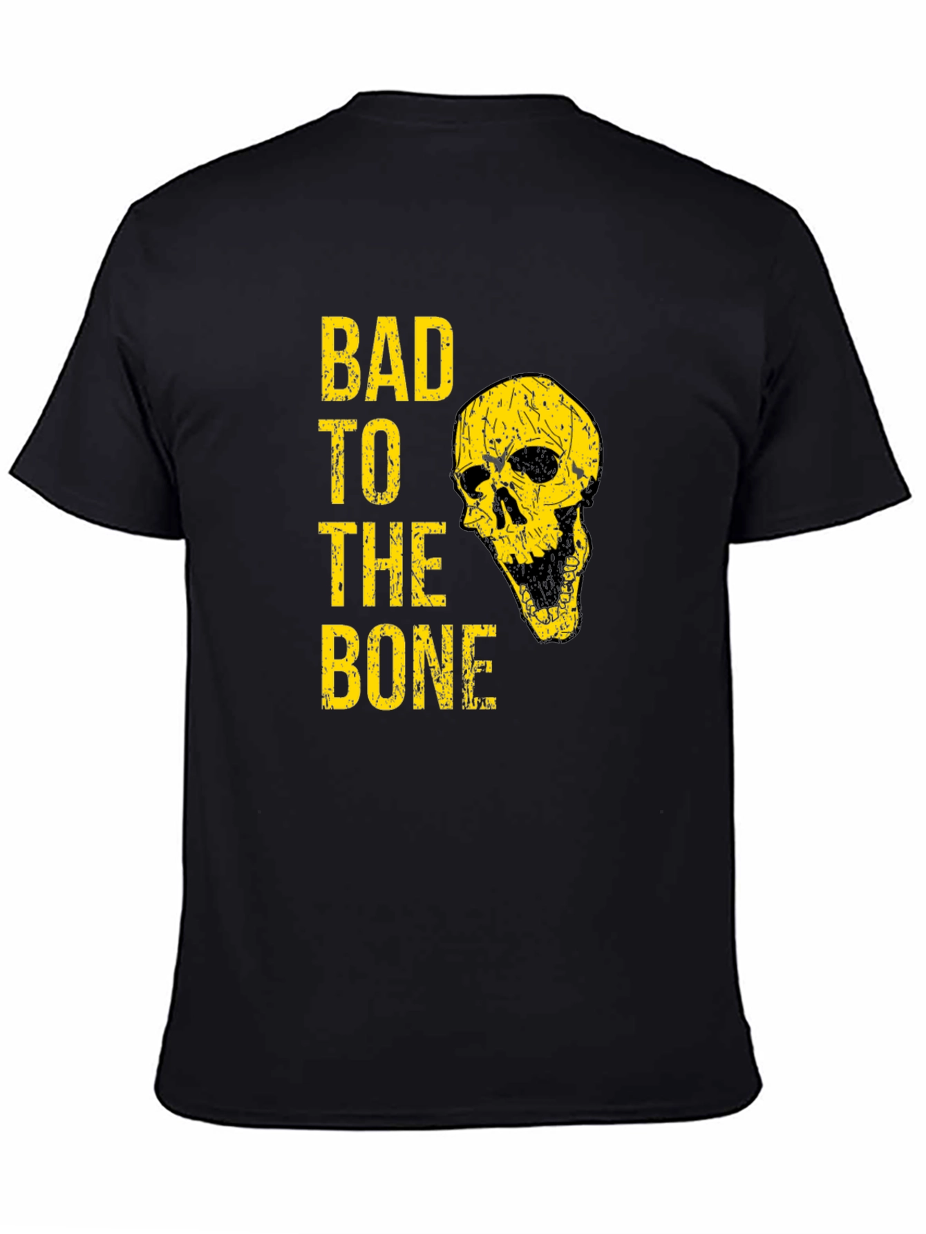 Bad to the Bone T-Shirt - Yellow Skull Design
