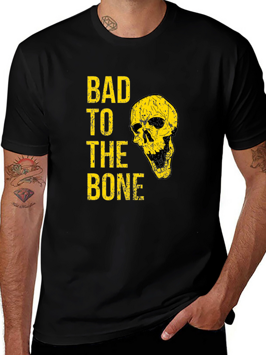 Bad to the Bone T-Shirt - Yellow Skull Design