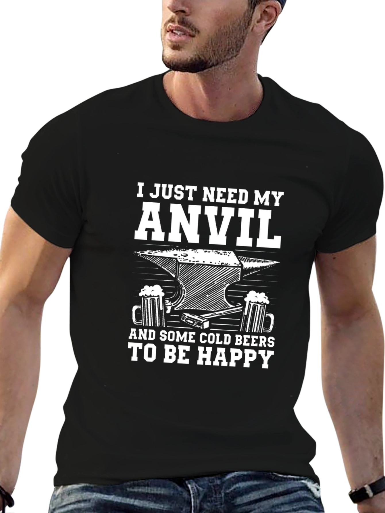 Anvil and Cold Beer T-Shirt - Blacksmith Gift