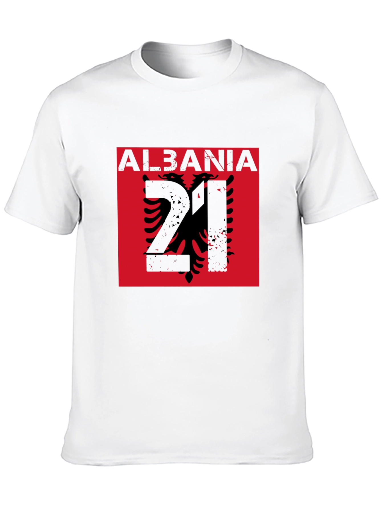 Albania Flag Graphic Tee - Black Cotton T-Shirt