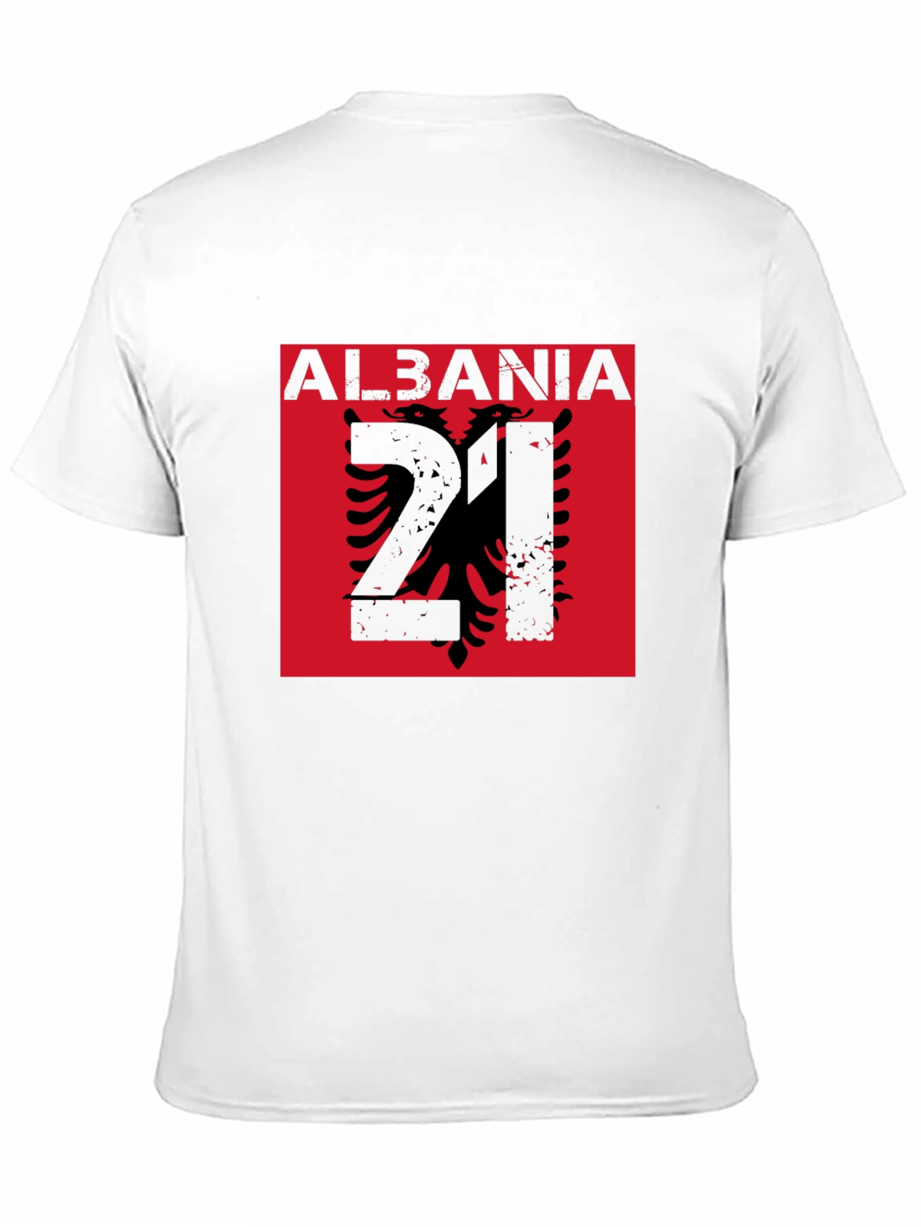 Albania Flag Graphic Tee - Black Cotton T-Shirt