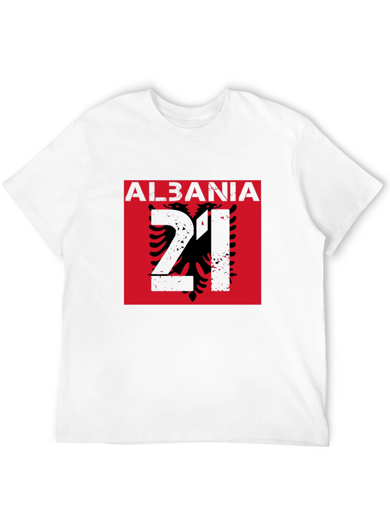 Albania Flag Graphic Tee - Black Cotton T-Shirt
