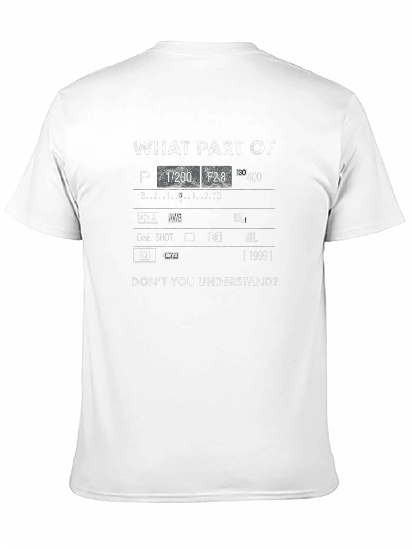 Photographer Humor T-Shirt: Camera Settings Design