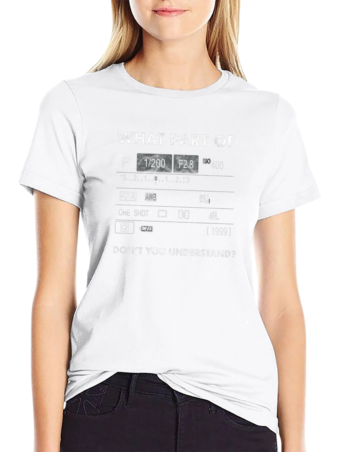 Photographer Humor T-Shirt: Camera Settings Design
