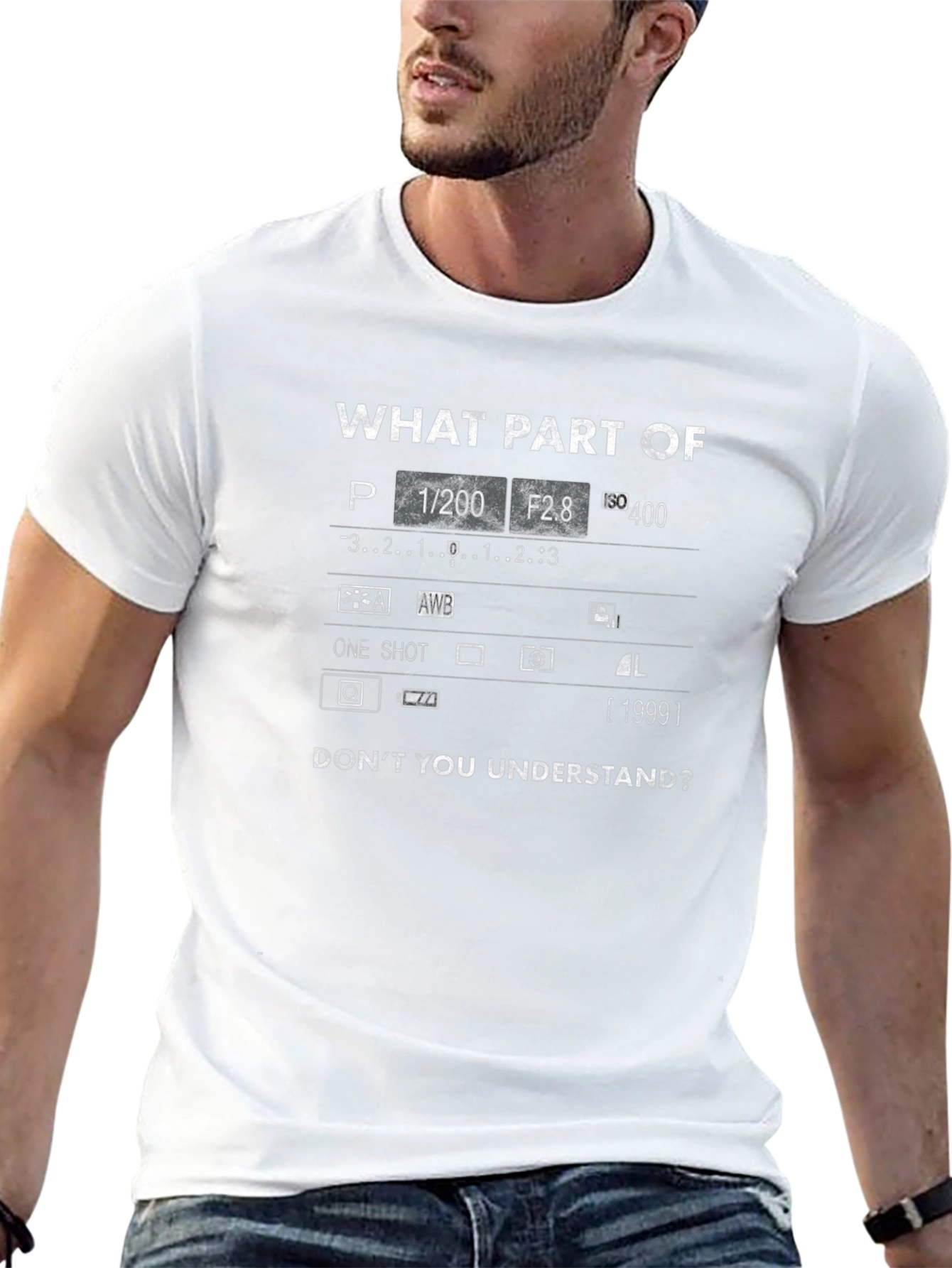 Photographer Humor T-Shirt: Camera Settings Design