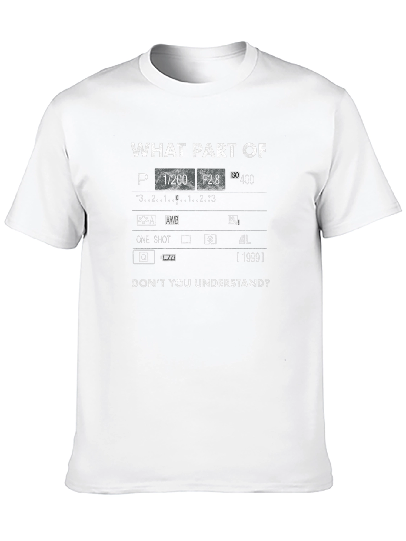 Photographer Humor T-Shirt: Camera Settings Design