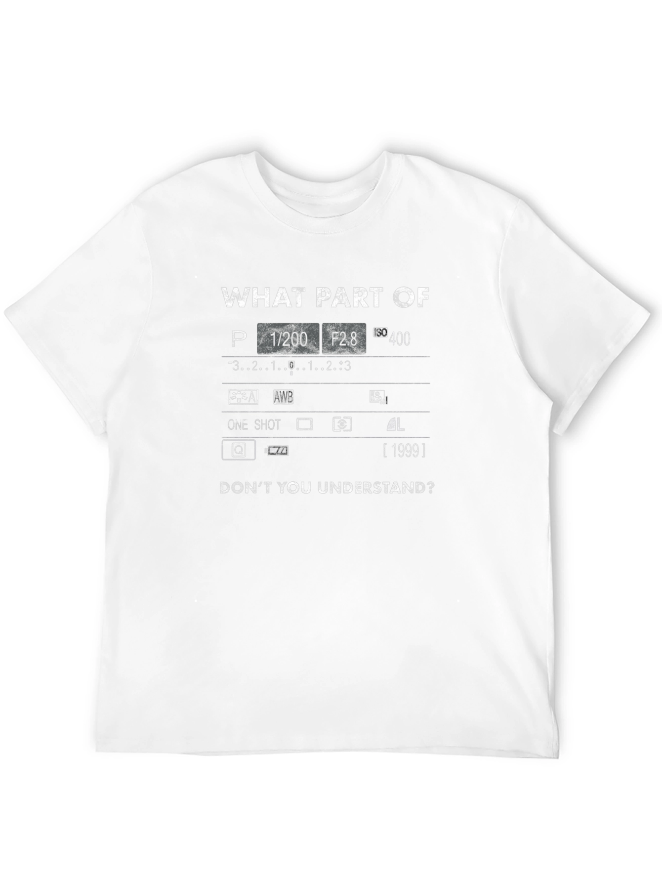 Photographer Humor T-Shirt: Camera Settings Design