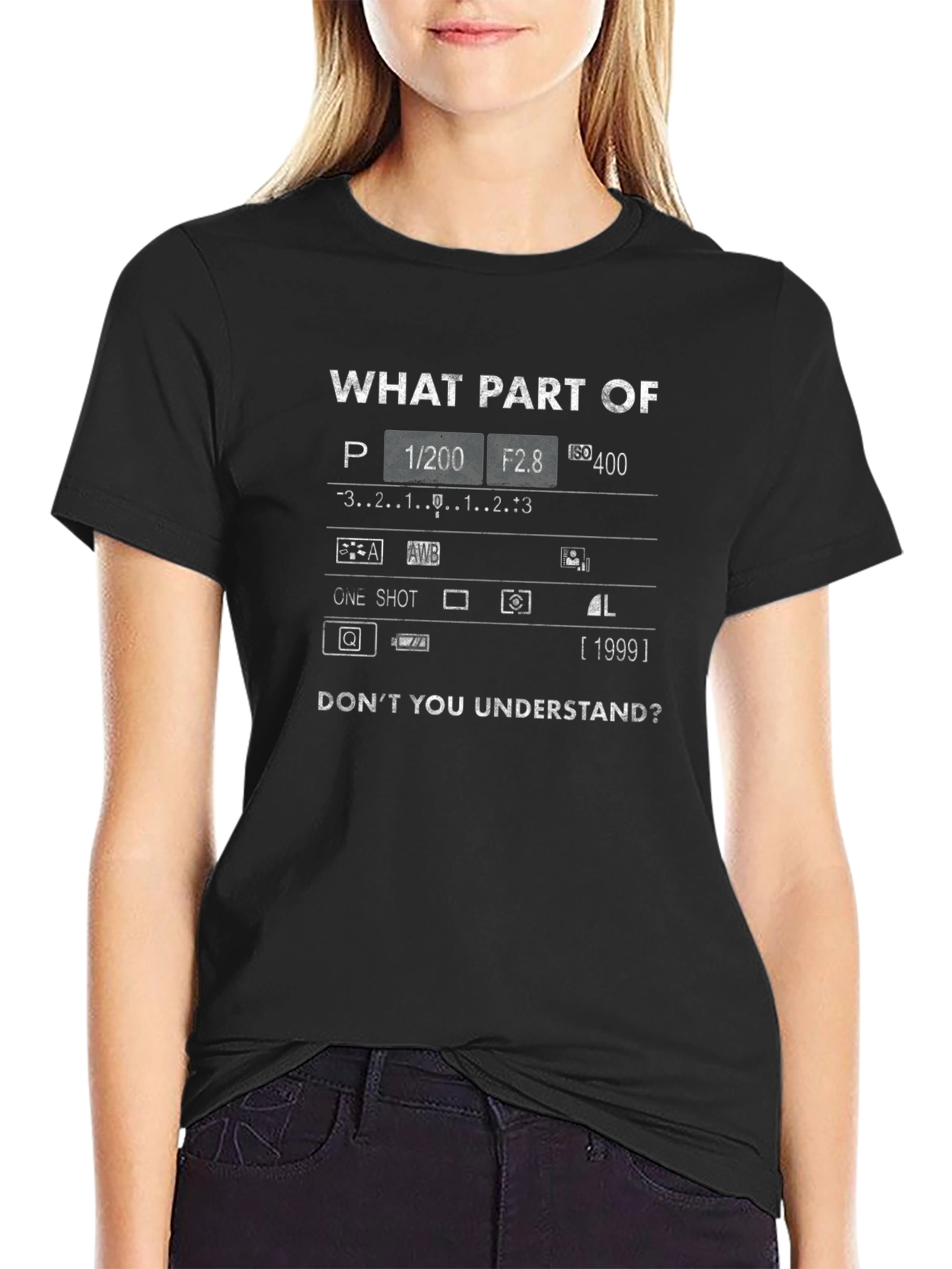 Photographer Humor T-Shirt: Camera Settings Design