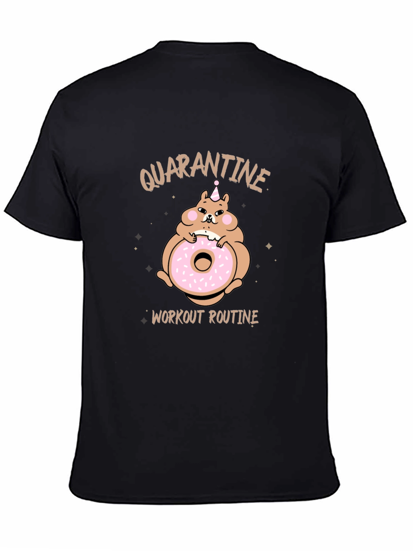 Quarantine Workout Routine Funny Hamster Donut T-Shirt