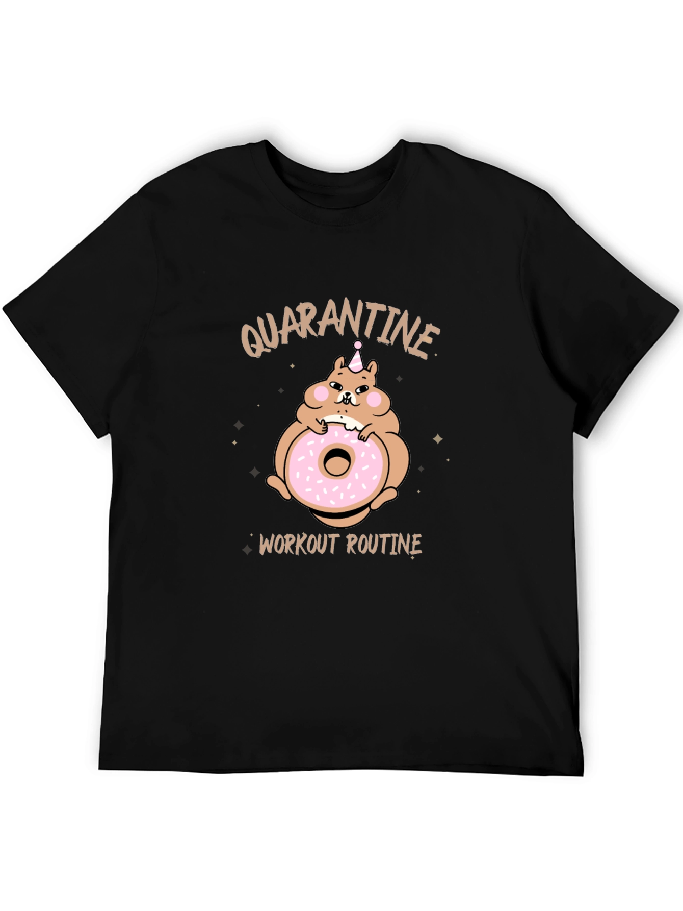 Quarantine Workout Routine Funny Hamster Donut T-Shirt