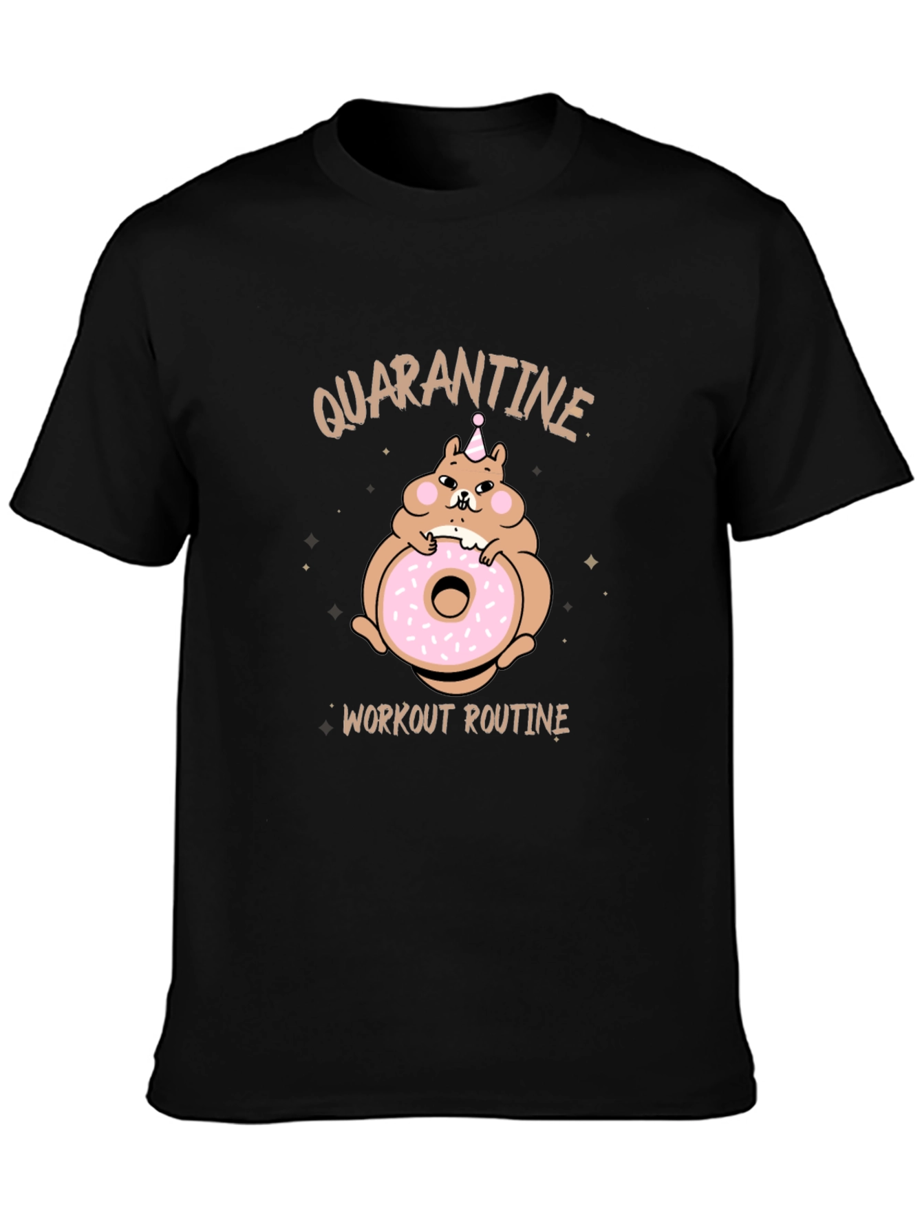 Quarantine Workout Routine Funny Hamster Donut T-Shirt