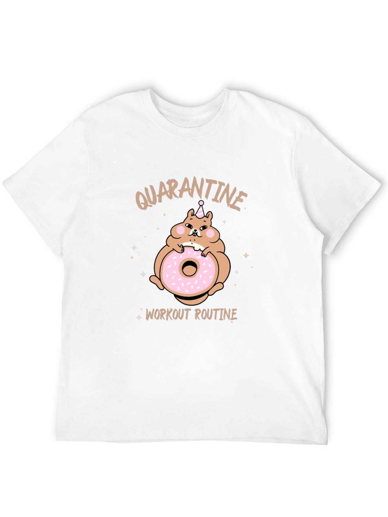 Quarantine Workout Routine Funny Hamster Donut T-Shirt
