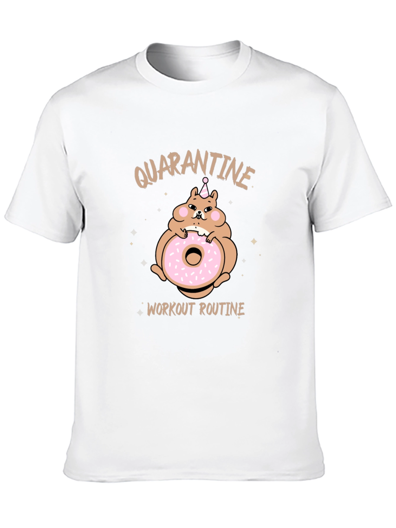 Quarantine Workout Routine Funny Hamster Donut T-Shirt