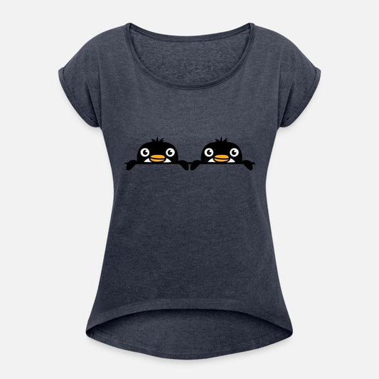 2 Penguins Two Friends Look Out From Behind a Wall