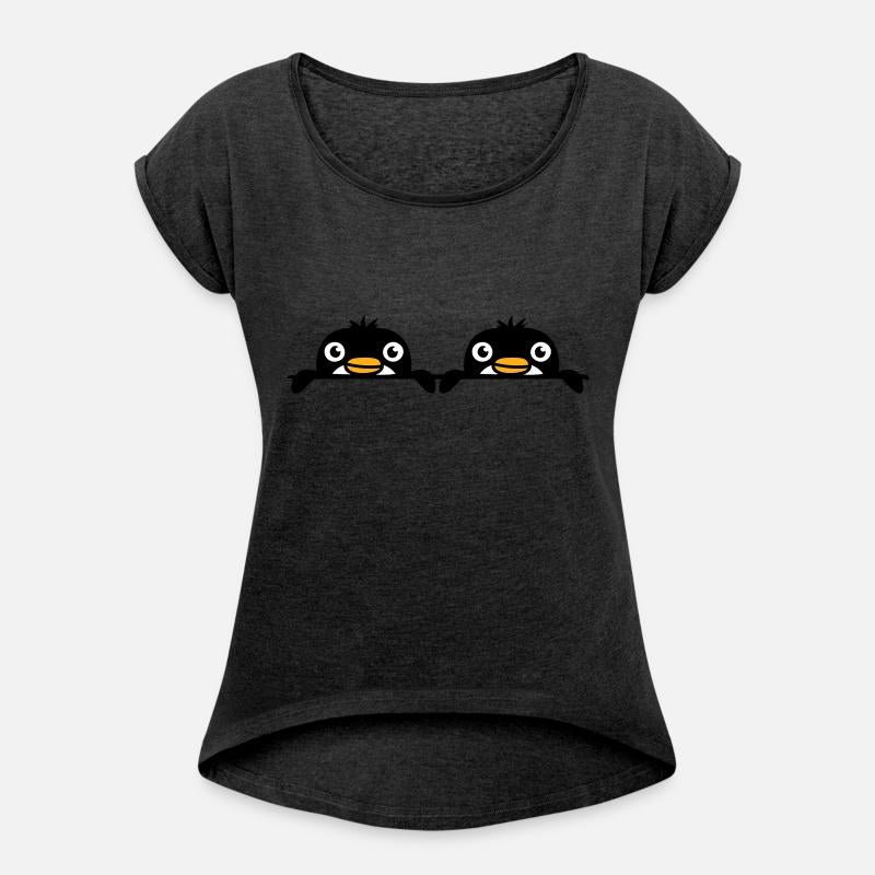 2 Penguins Two Friends Look Out From Behind a Wall