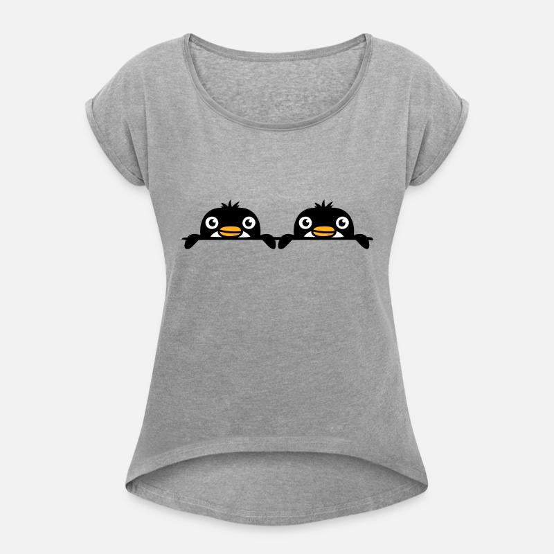 2 Penguins Two Friends Look Out From Behind a Wall