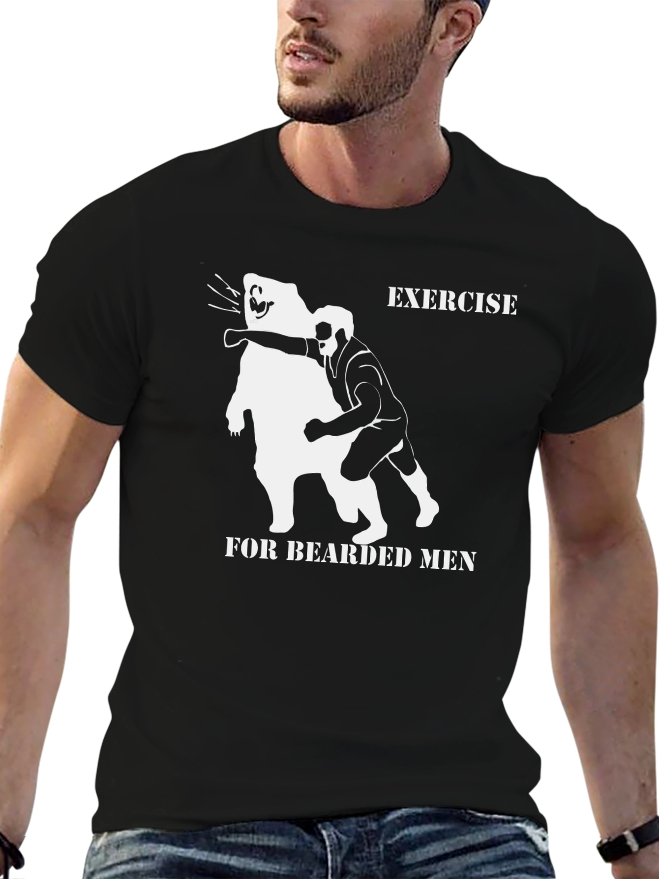 Exercise for Bearded Men Graphic T-Shirt