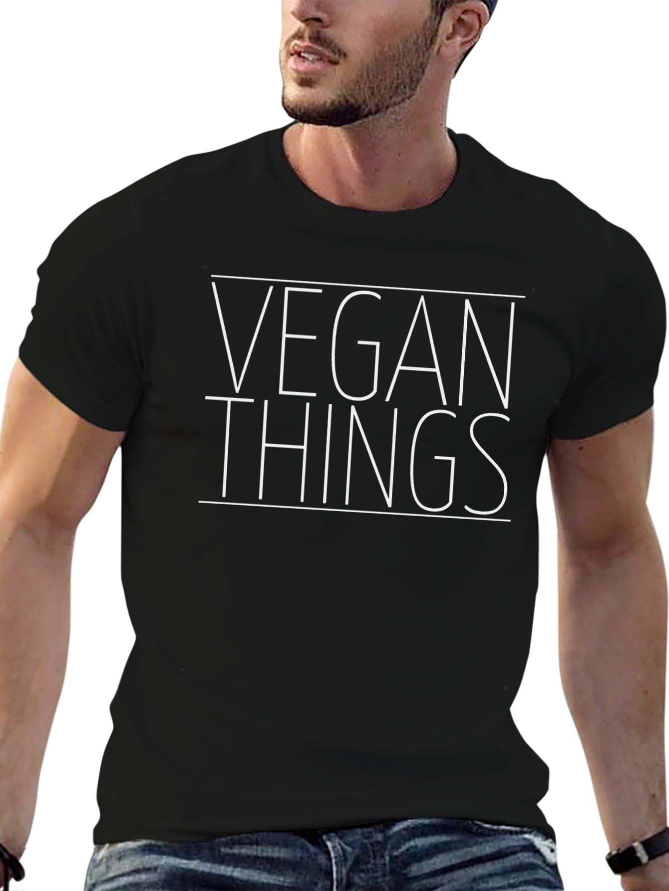 Vegan Things Graphic Tee - Black Cotton Casual T-Shirt