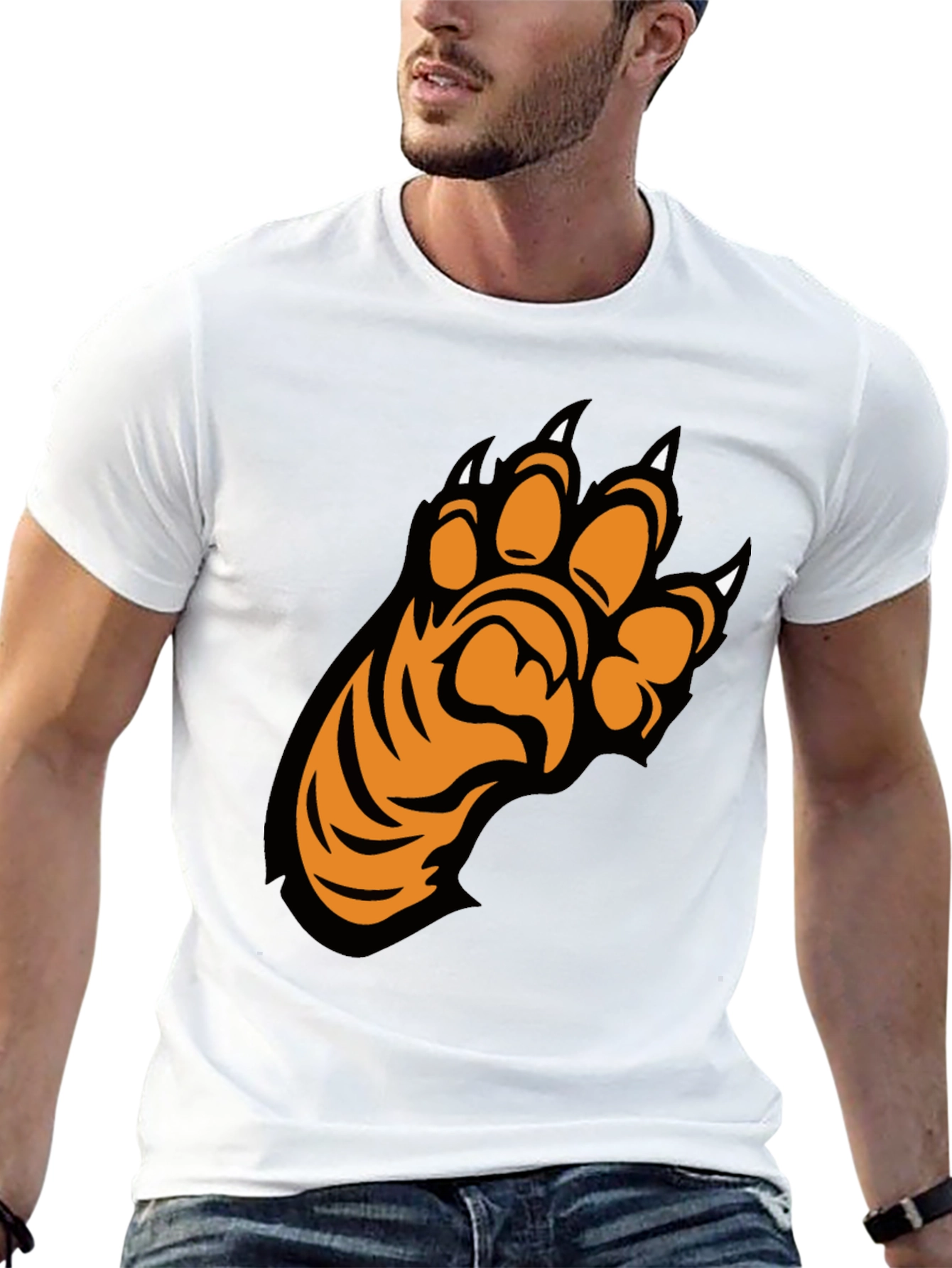 Cool Black T-Shirt with Tiger Paw Design