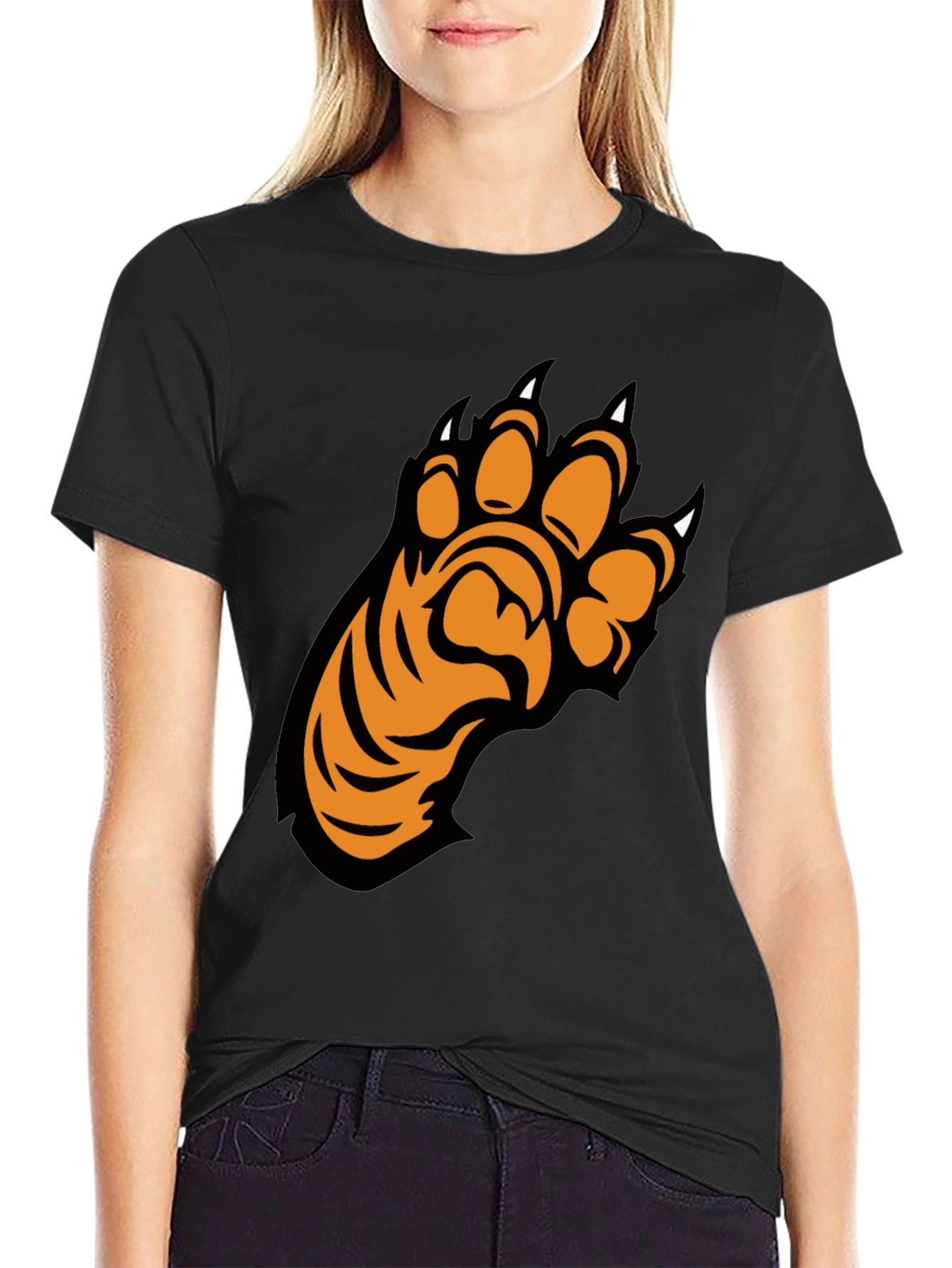 Cool Black T-Shirt with Tiger Paw Design