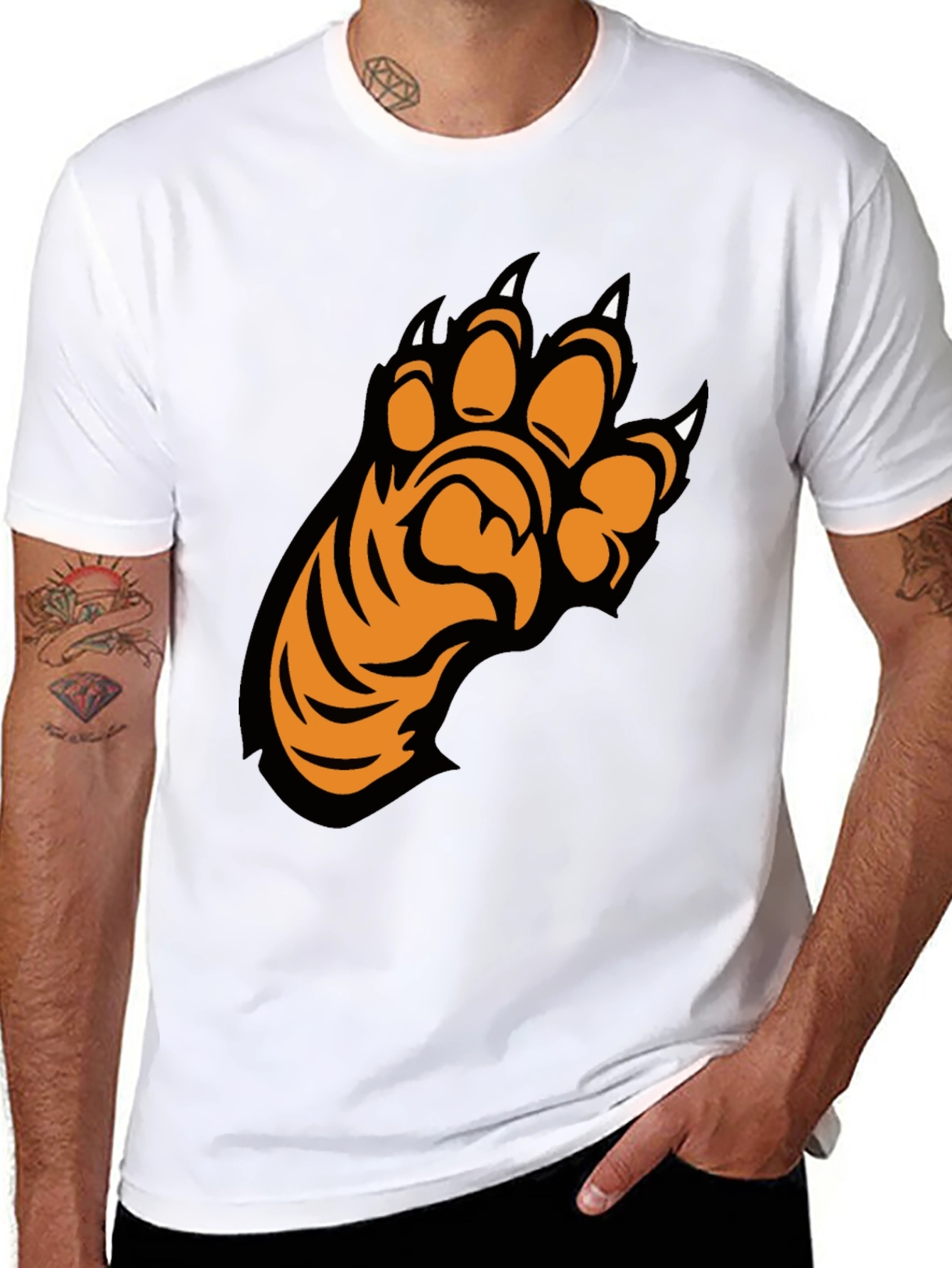 Cool Black T-Shirt with Tiger Paw Design