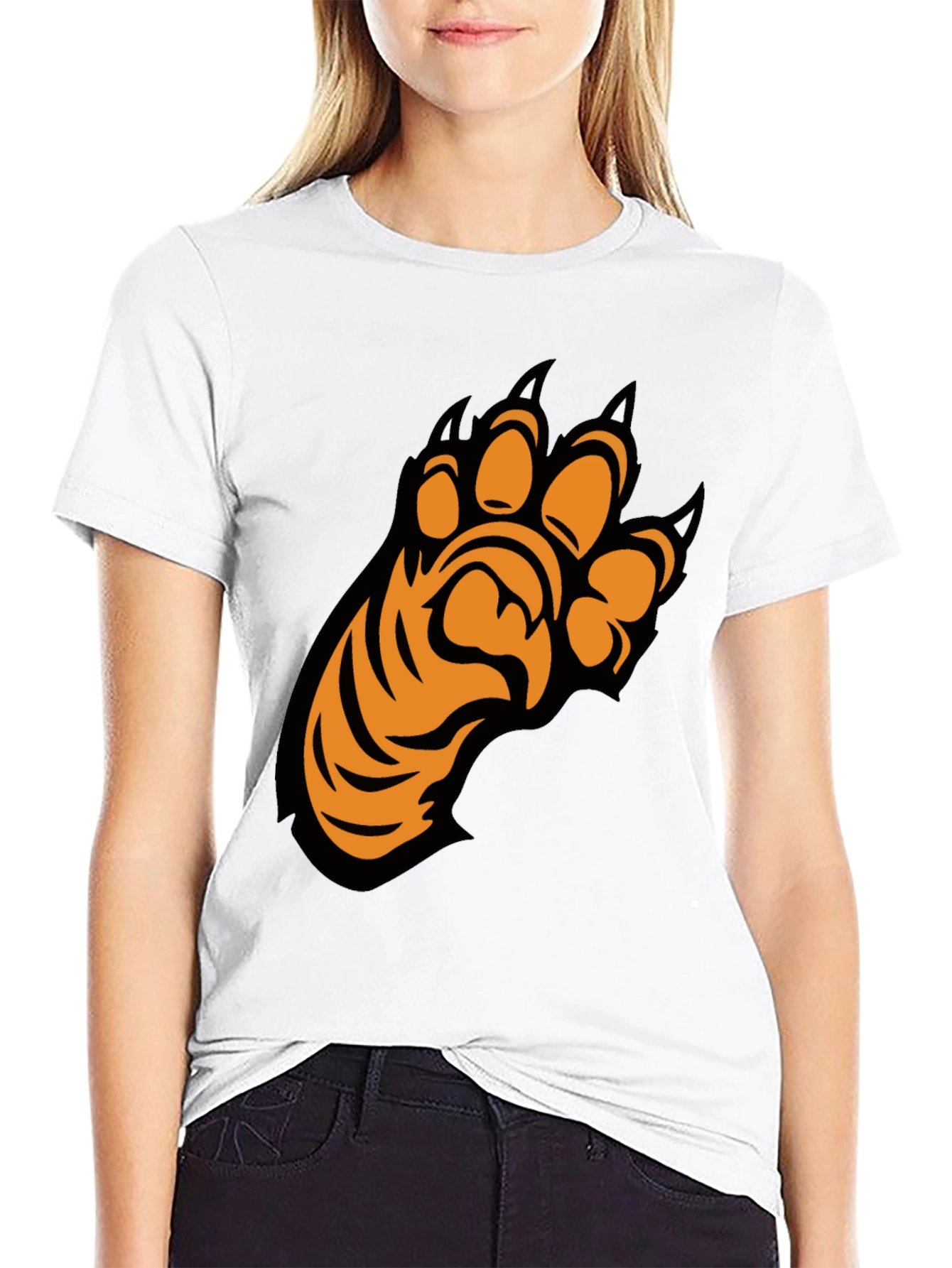Cool Black T-Shirt with Tiger Paw Design