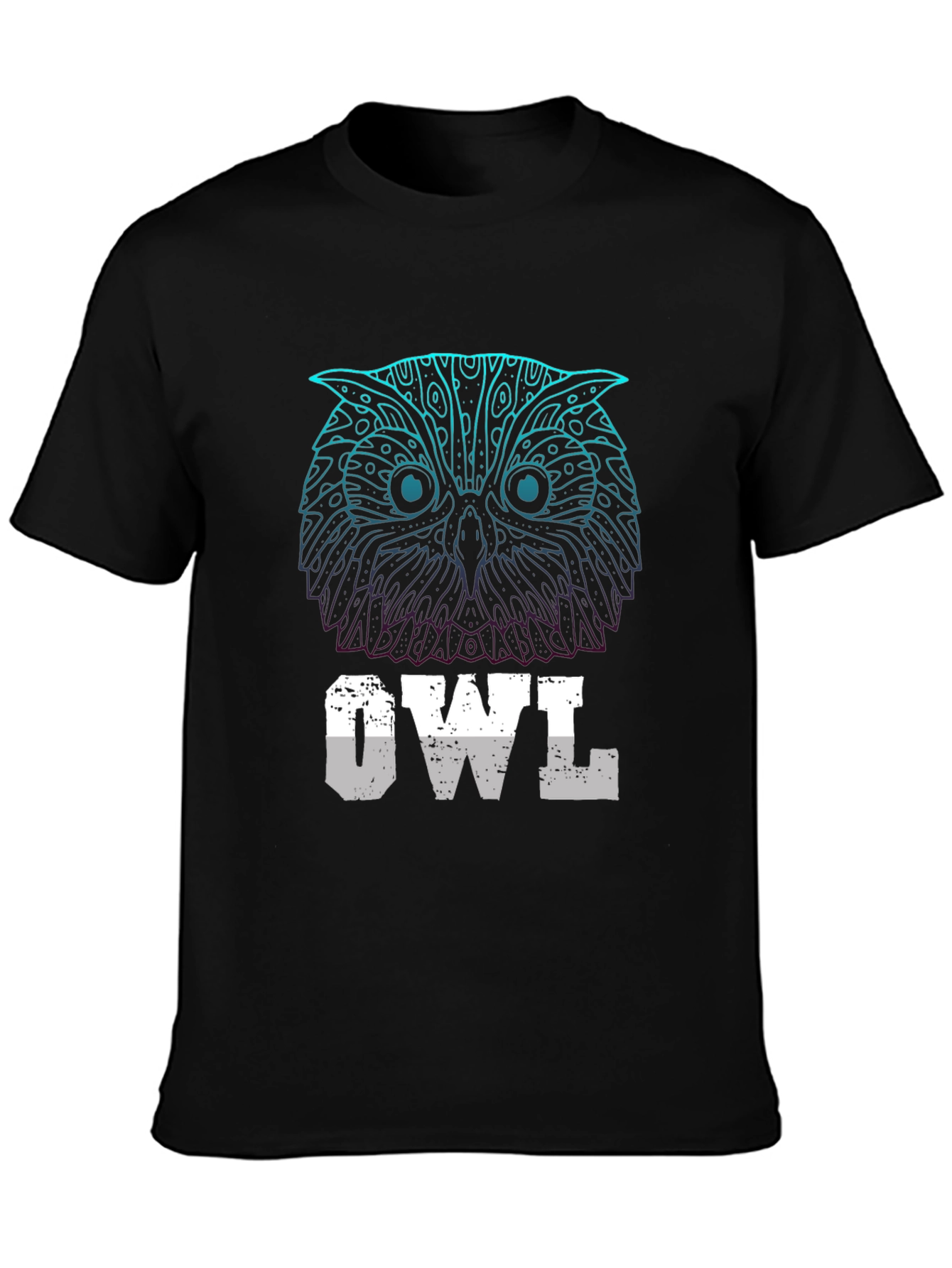 Abstract Owl Graphic Print Mens Black T-Shirt