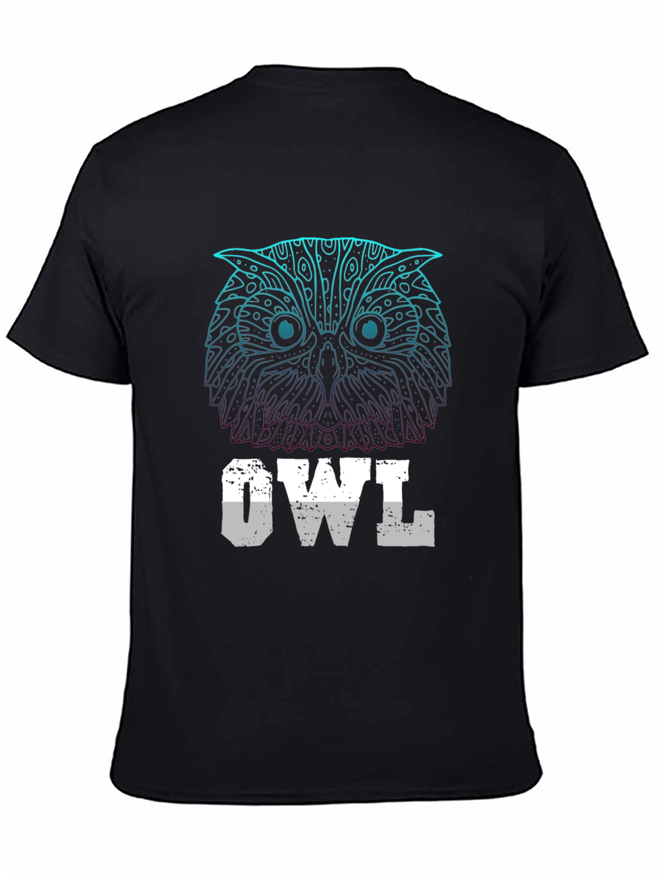 Abstract Owl Graphic Print Mens Black T-Shirt