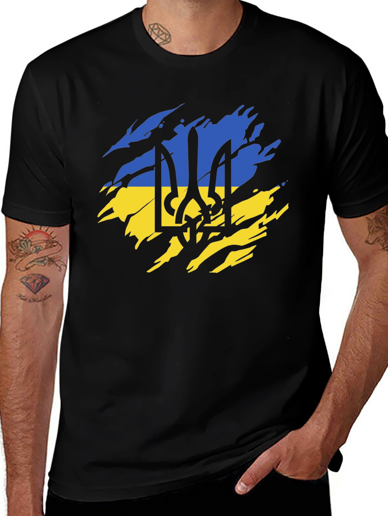 Ukraine Flag Black T-Shirt