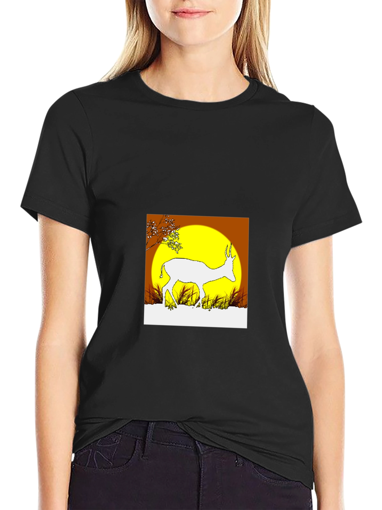 Sunset Antelope Black T-Shirt