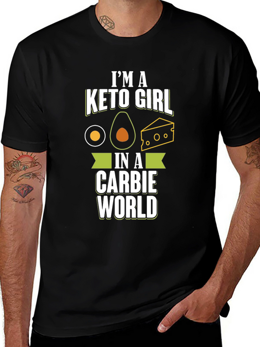 Keto Girl in a Carbie World T-Shirt - Funny Diet Tee