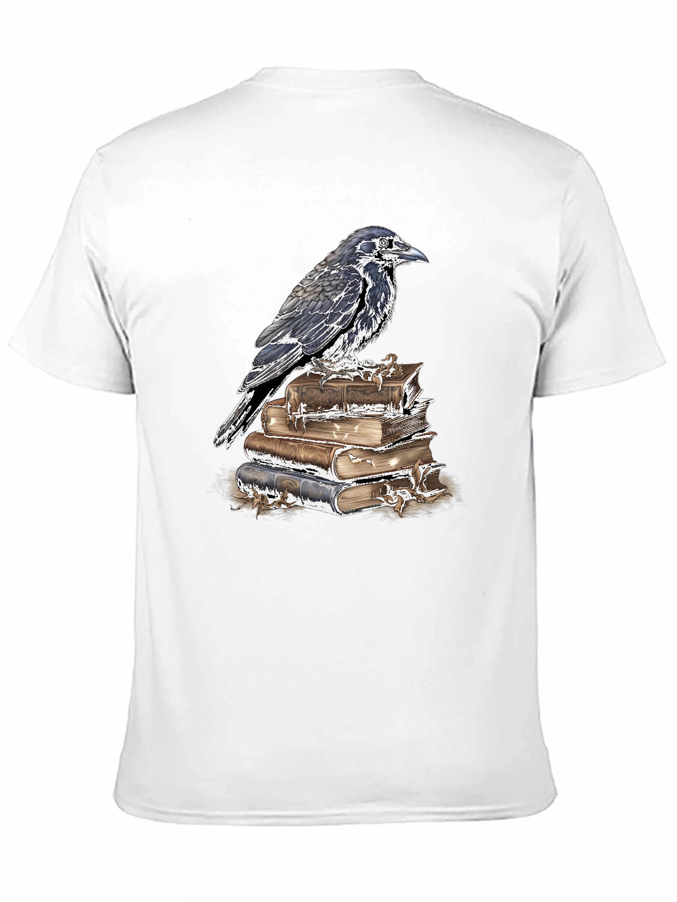 Raven on Books Graphic Tee - Dark Academia Style