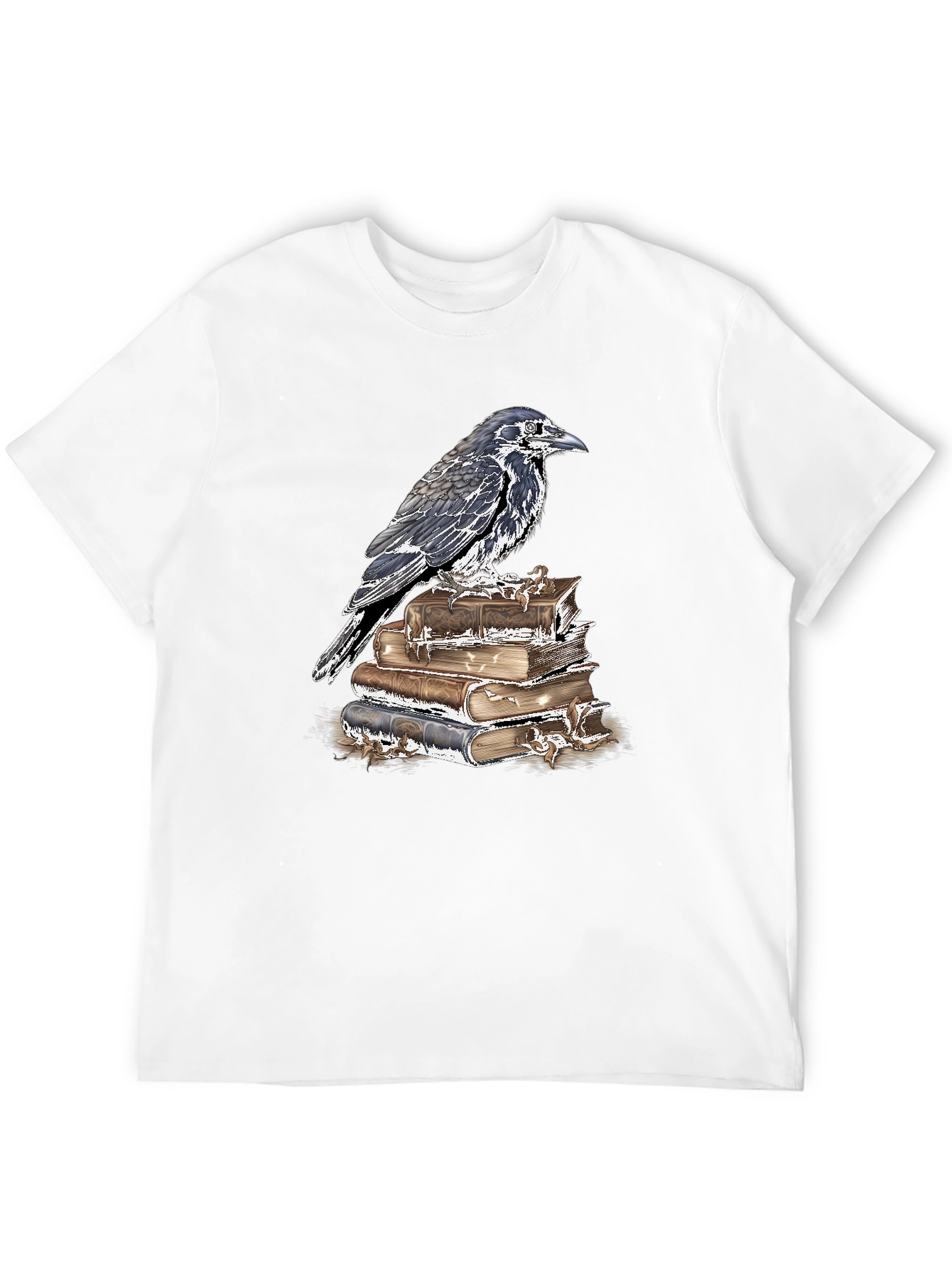 Raven on Books Graphic Tee - Dark Academia Style