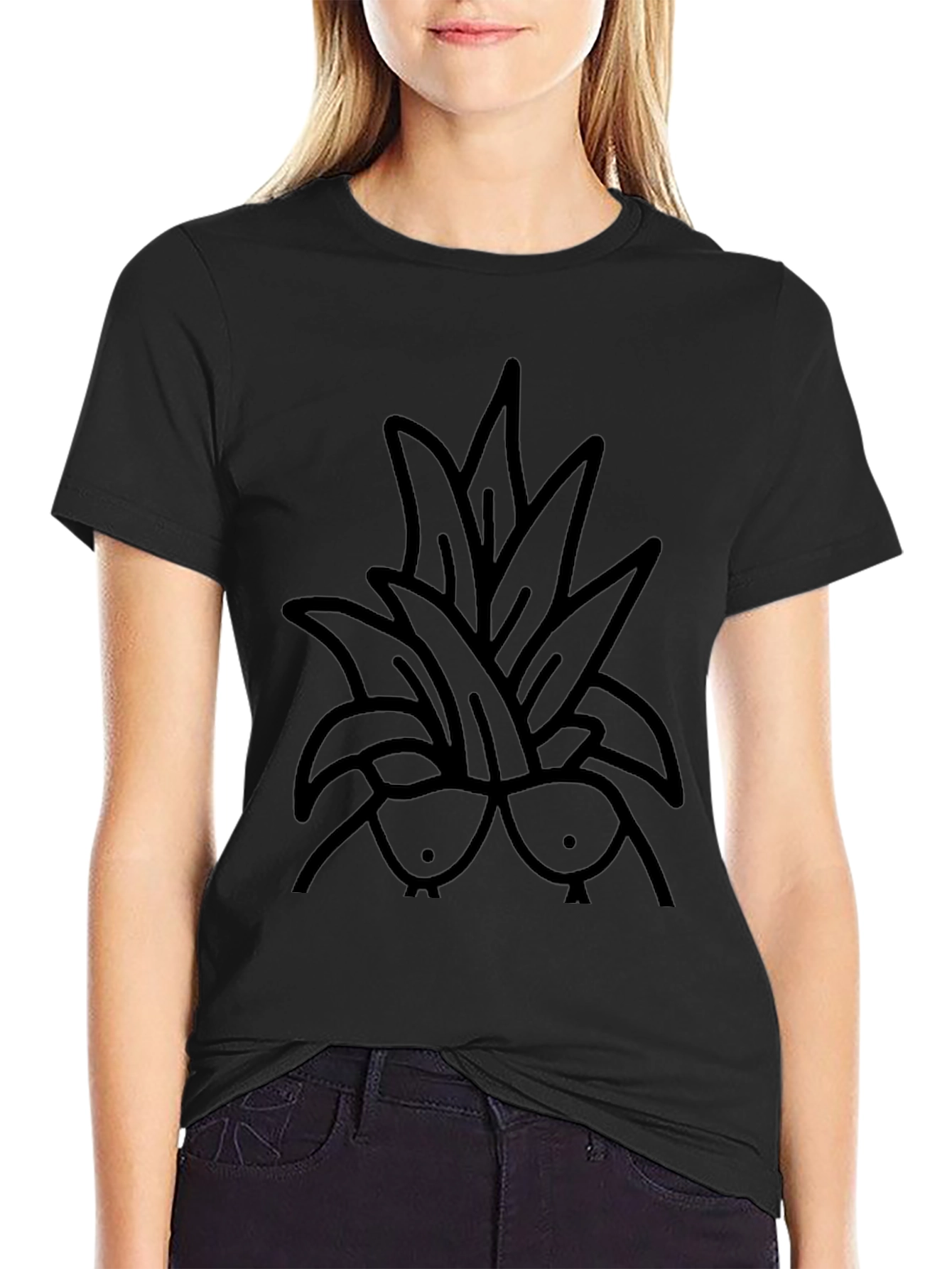 Funny Pineapple Boobies T-Shirt - Black