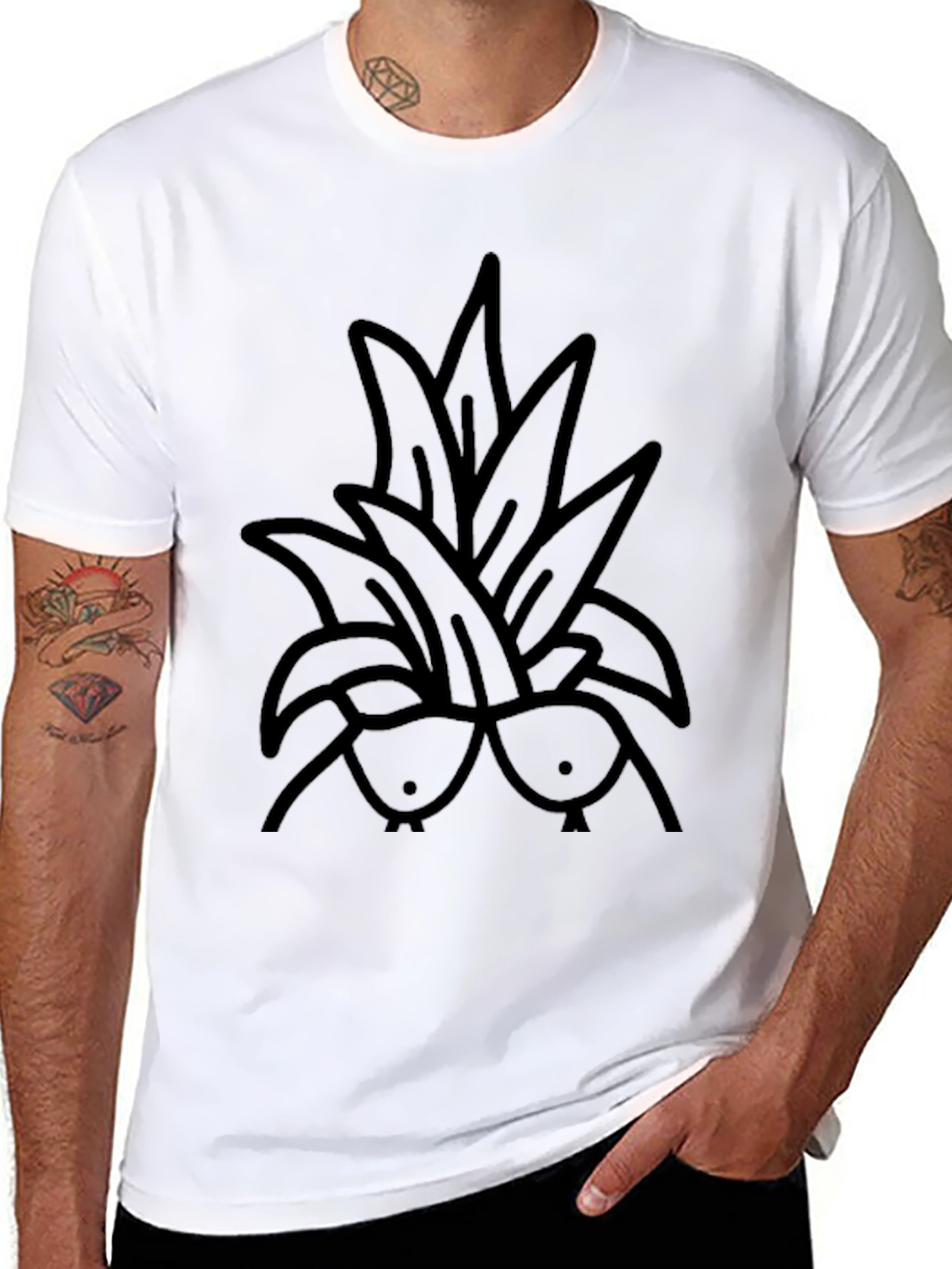 Funny Pineapple Boobies T-Shirt - Black
